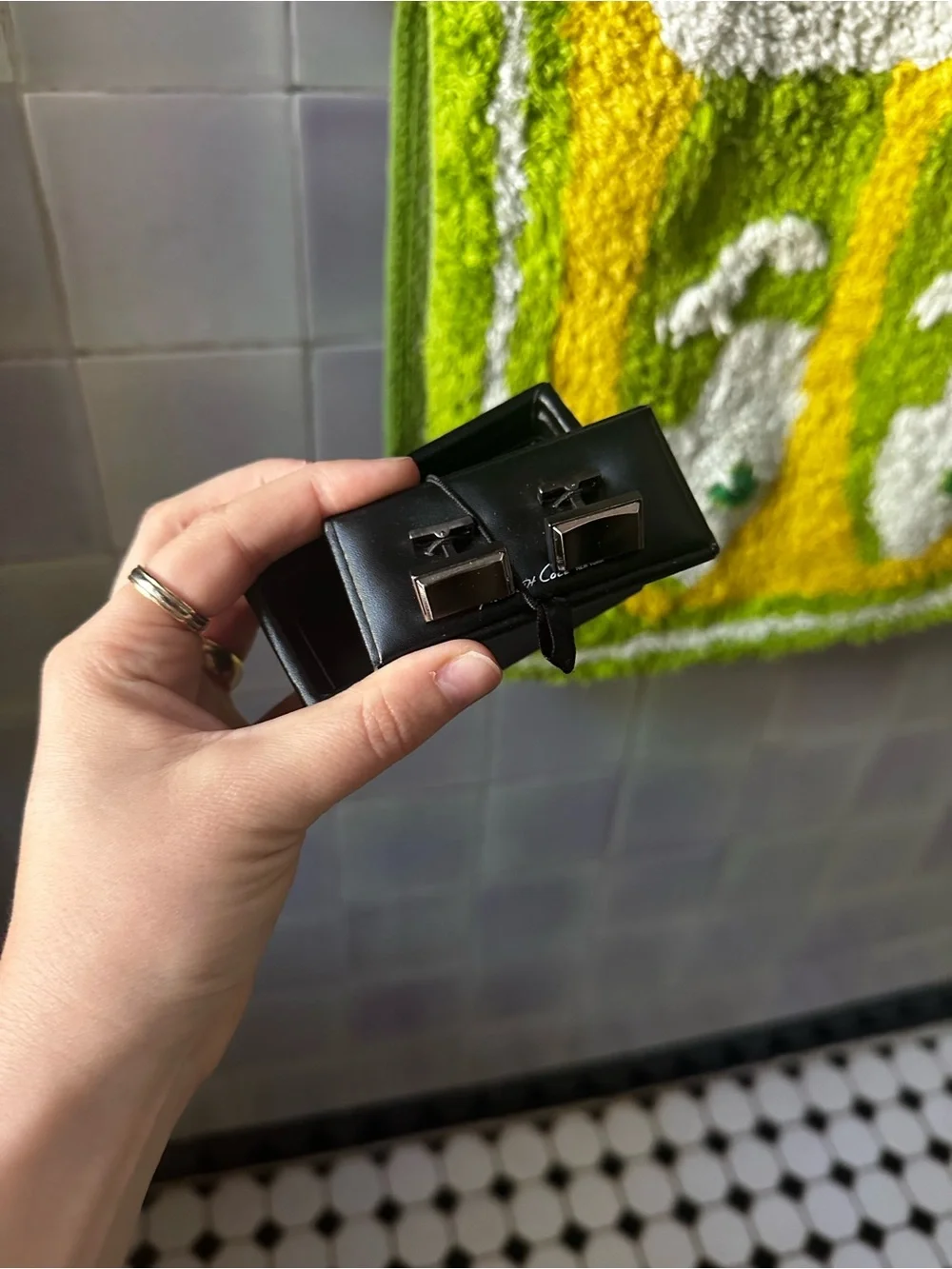 Kenneth Cole New Rectangular Cufflinks with Silver Accents